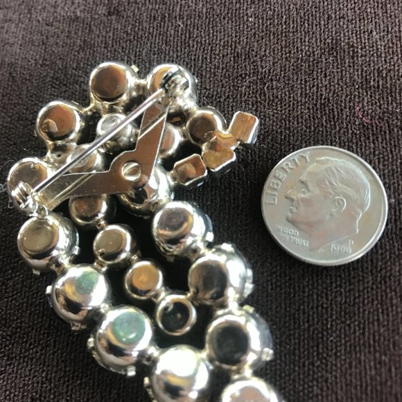 GRANDMAS  BROWN RHINESTONE BROOCH - Picture 2 of 2